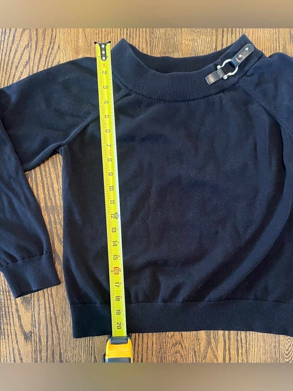 Lauren Ralph Lauren Black Crewneck Sweater with Shoulder Buckle - Picture 4 of 7